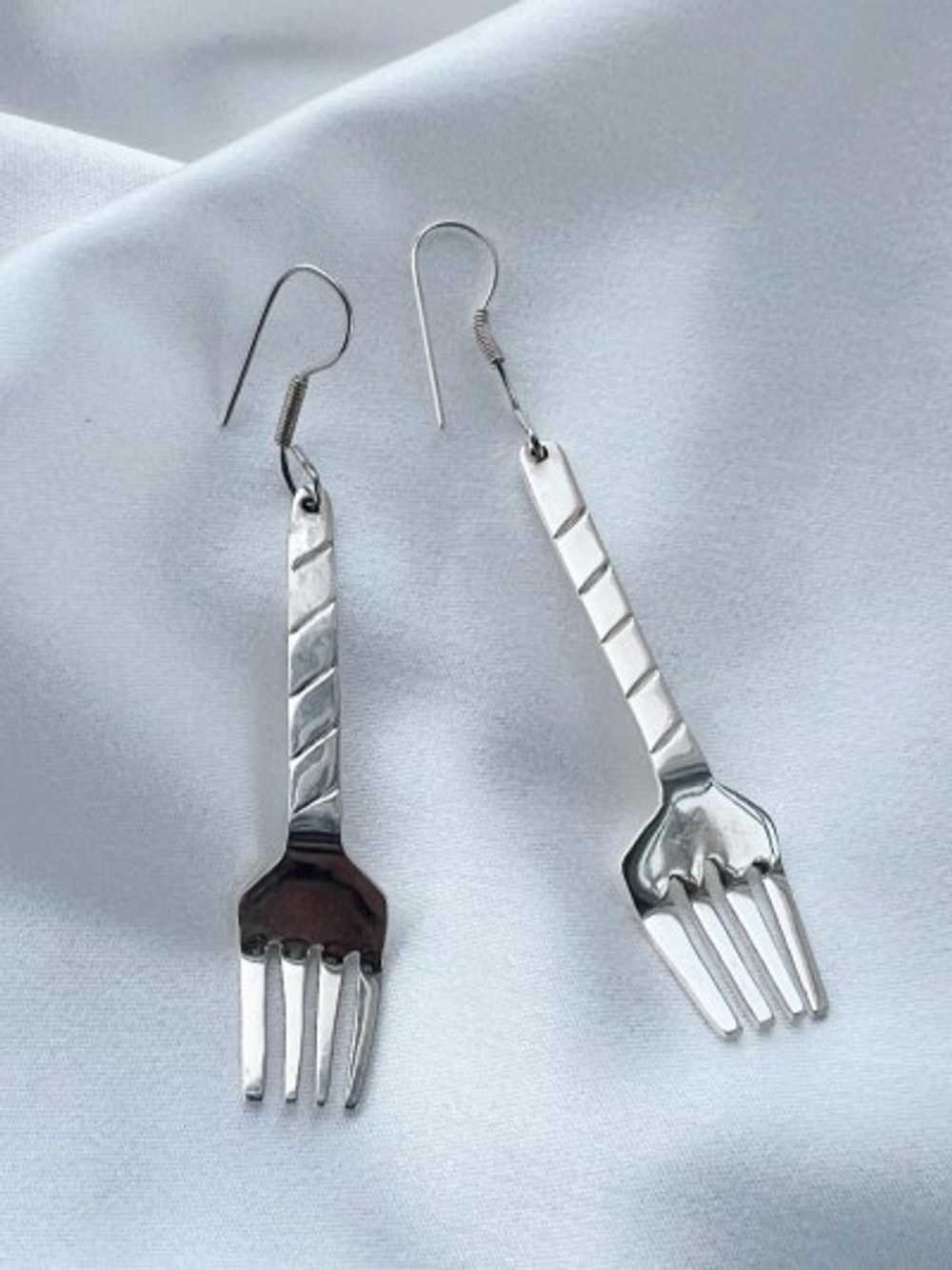 sterling silver 925 fork it earrings - image 1