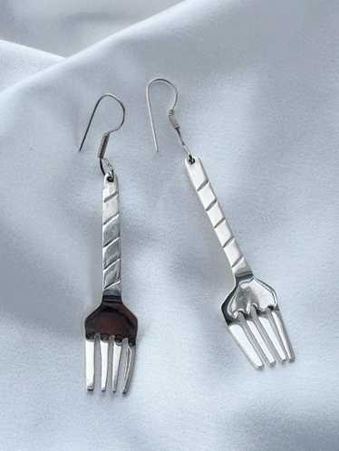 sterling silver 925 fork it earrings - image 1