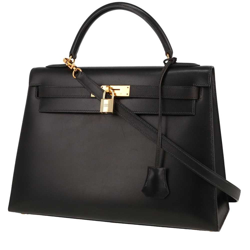 Hermès Kelly 32 cm handbag in black box leather C… - image 1