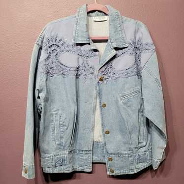 Vintage 80s Together womens medium denim bomber j… - image 1