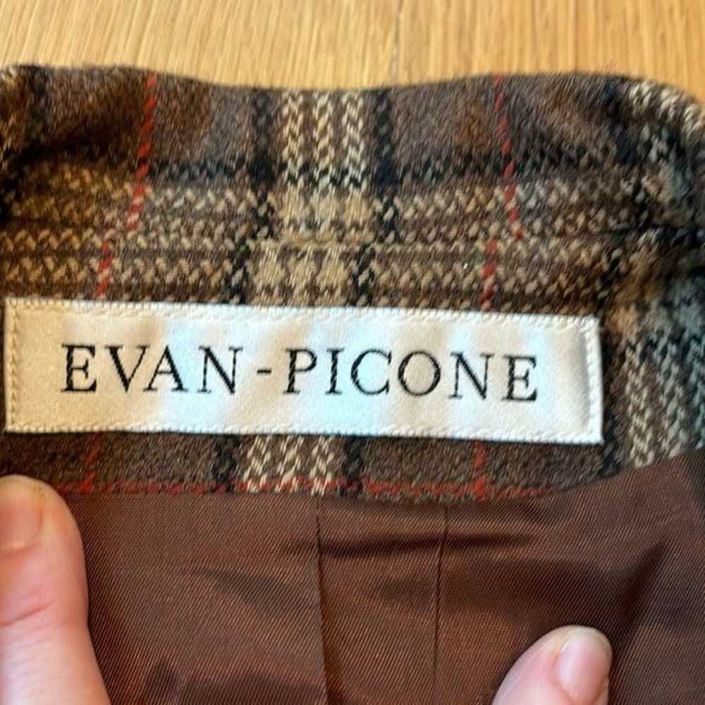 Vtg Evan-Picone Blazer Plaid Wool Brown Size 12 - image 5