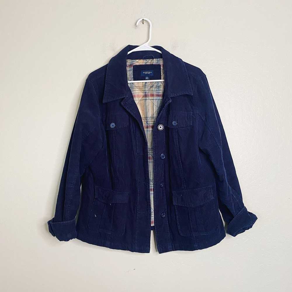 Vintage Y2K Sonoma Navy Blue Corduroy Blazer Jack… - image 2