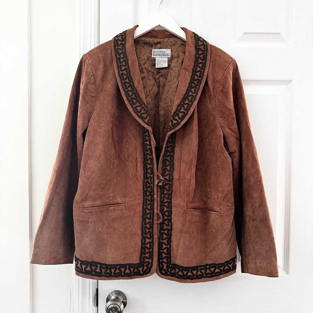 Bradley Bayou Vintage Brown Leather Blazer Jacket… - image 1