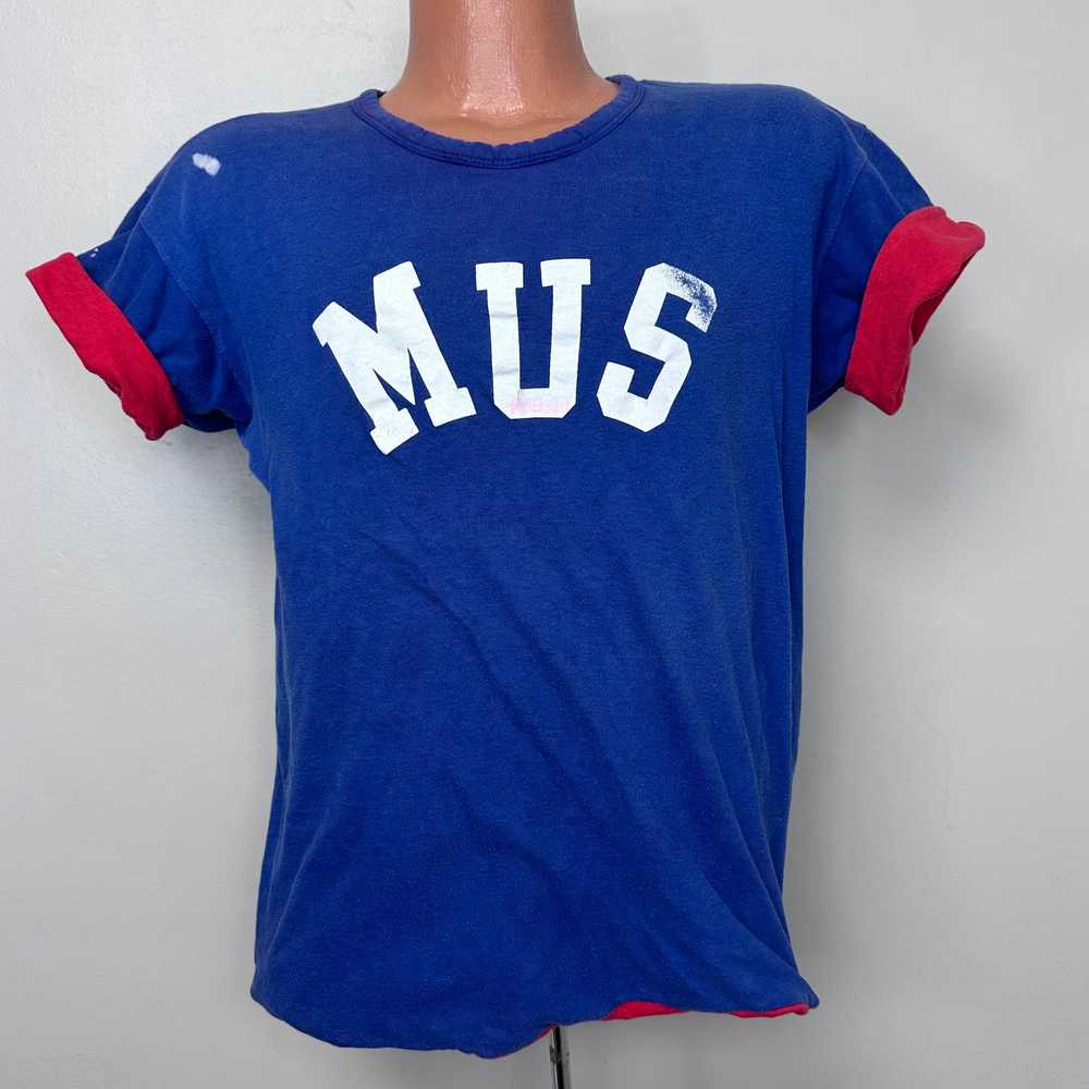 1980s MUS Blue and Red Reversible T-Shirt, Champi… - image 1