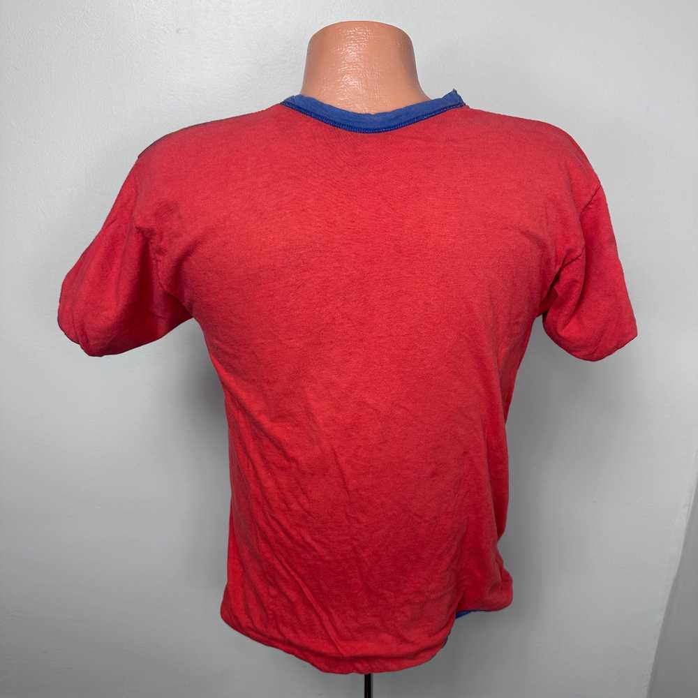 1980s MUS Red and Blue Reversible T-Shirt, Champi… - image 2