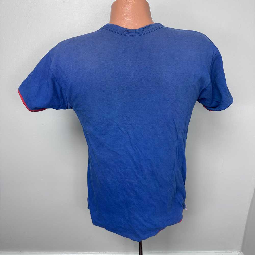 1980s MUS Red and Blue Reversible T-Shirt, Champi… - image 4