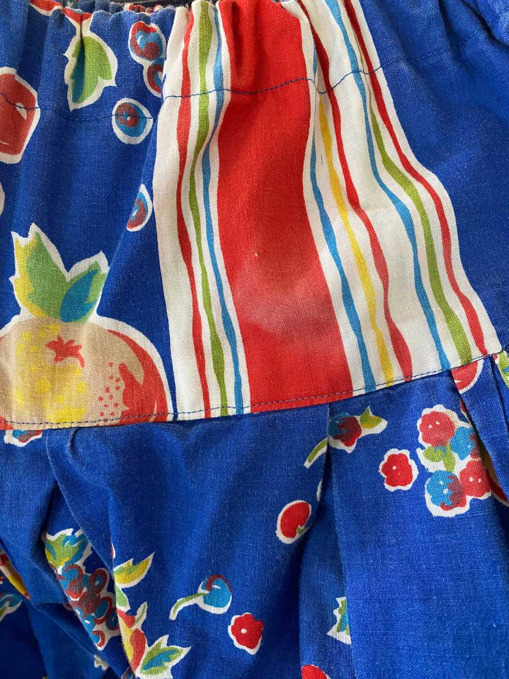 Vintage Blue Fruit Print Balloon Pants - image 6