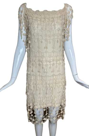 Biagotti Ditsy Cream Crochet Lace Dress