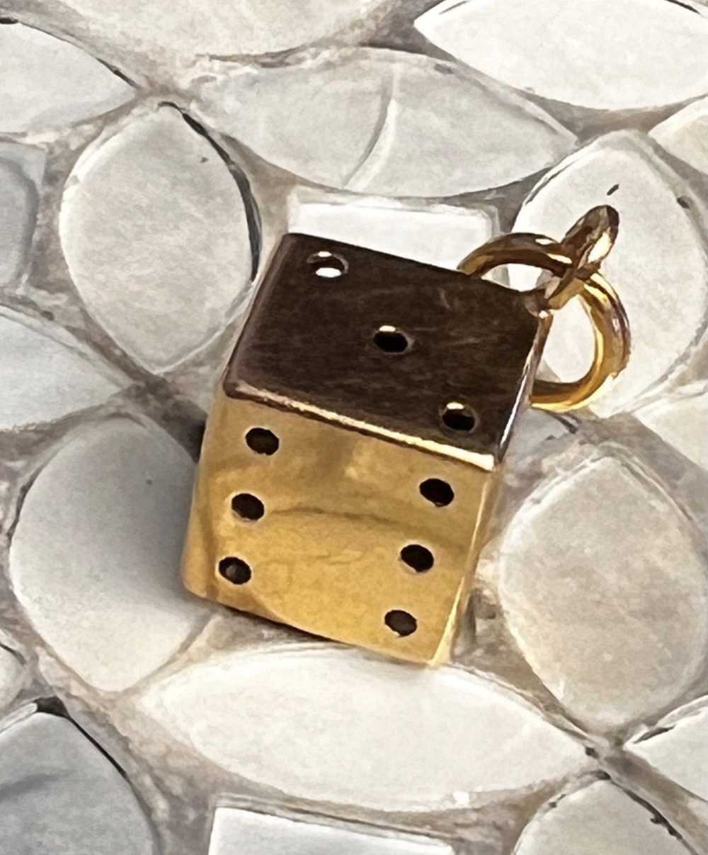 Gold 18K Gold 10mm Dice Pendant Charm - image 1