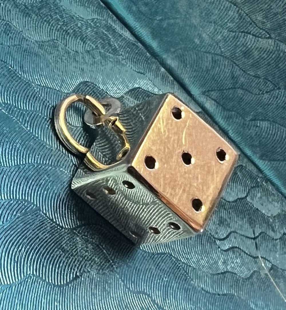 Gold 18K Gold 10mm Dice Pendant Charm - image 3