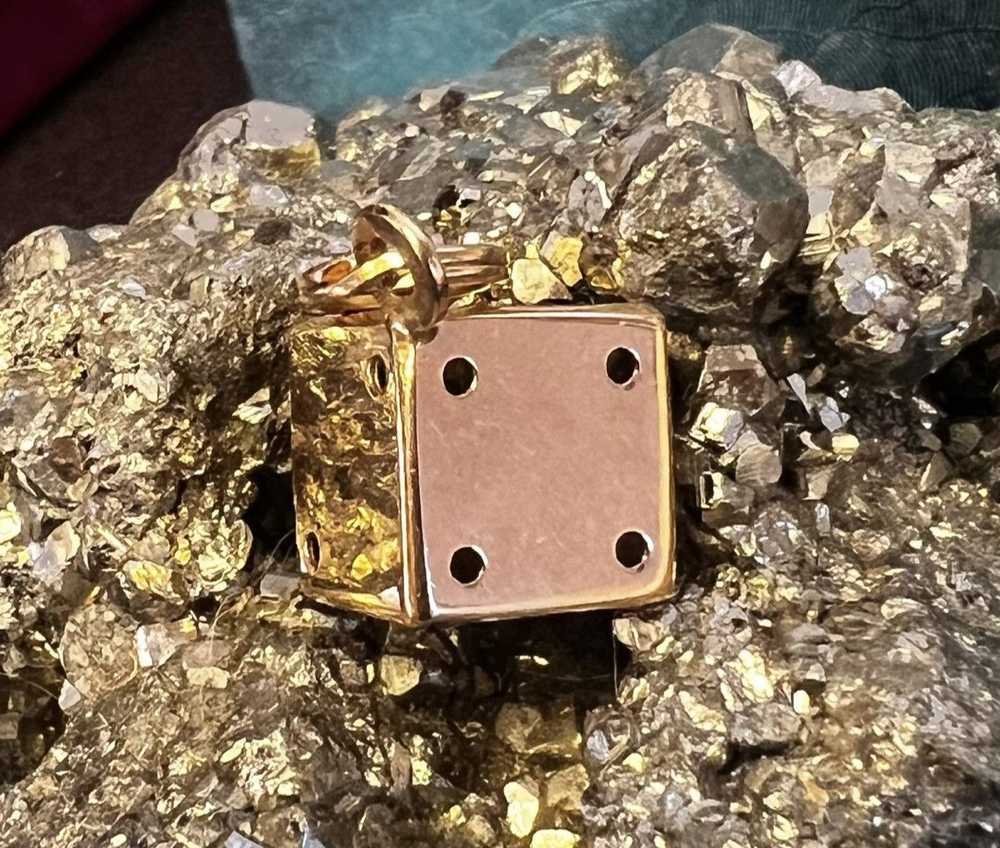 Gold 18K Gold 10mm Dice Pendant Charm - image 4