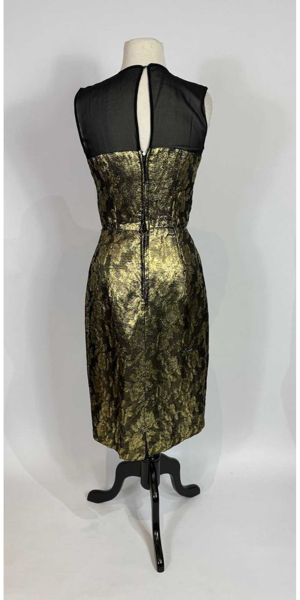 1960s Gold Brocade & Black Chiffon Cocktail Dress - image 5