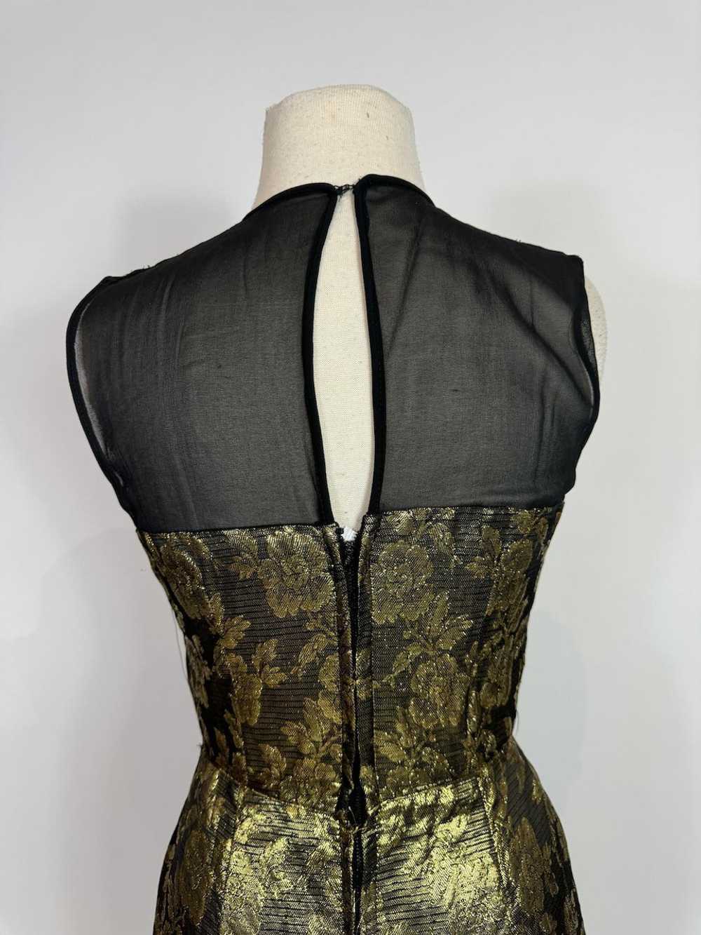 1960s Gold Brocade & Black Chiffon Cocktail Dress - image 6