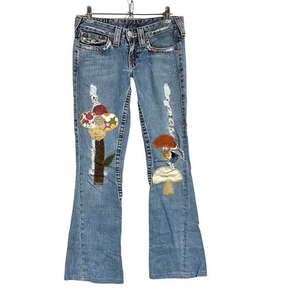 Rare "TRUE RELIGION" Patchwork Bootcut Denim Pant… - image 1