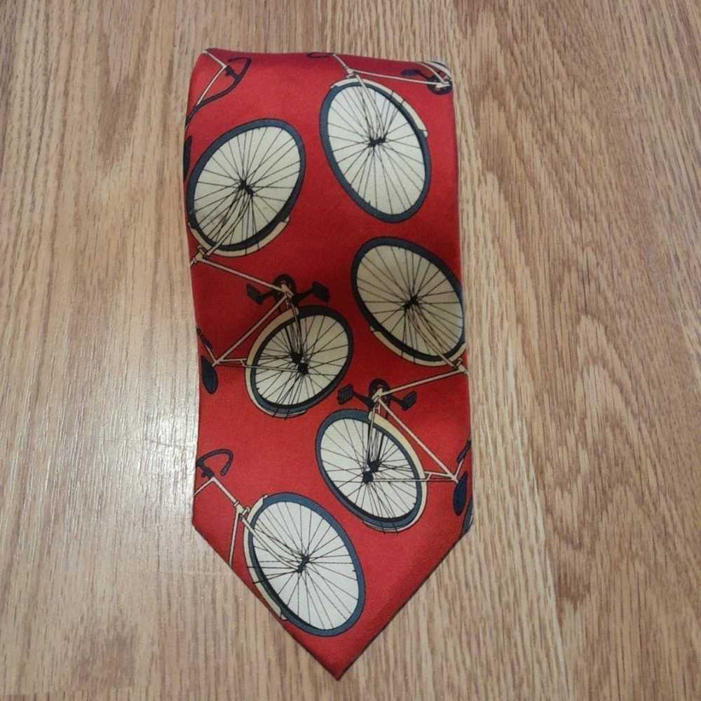 Vintage Lands End bicycle tie 100% silk - image 1