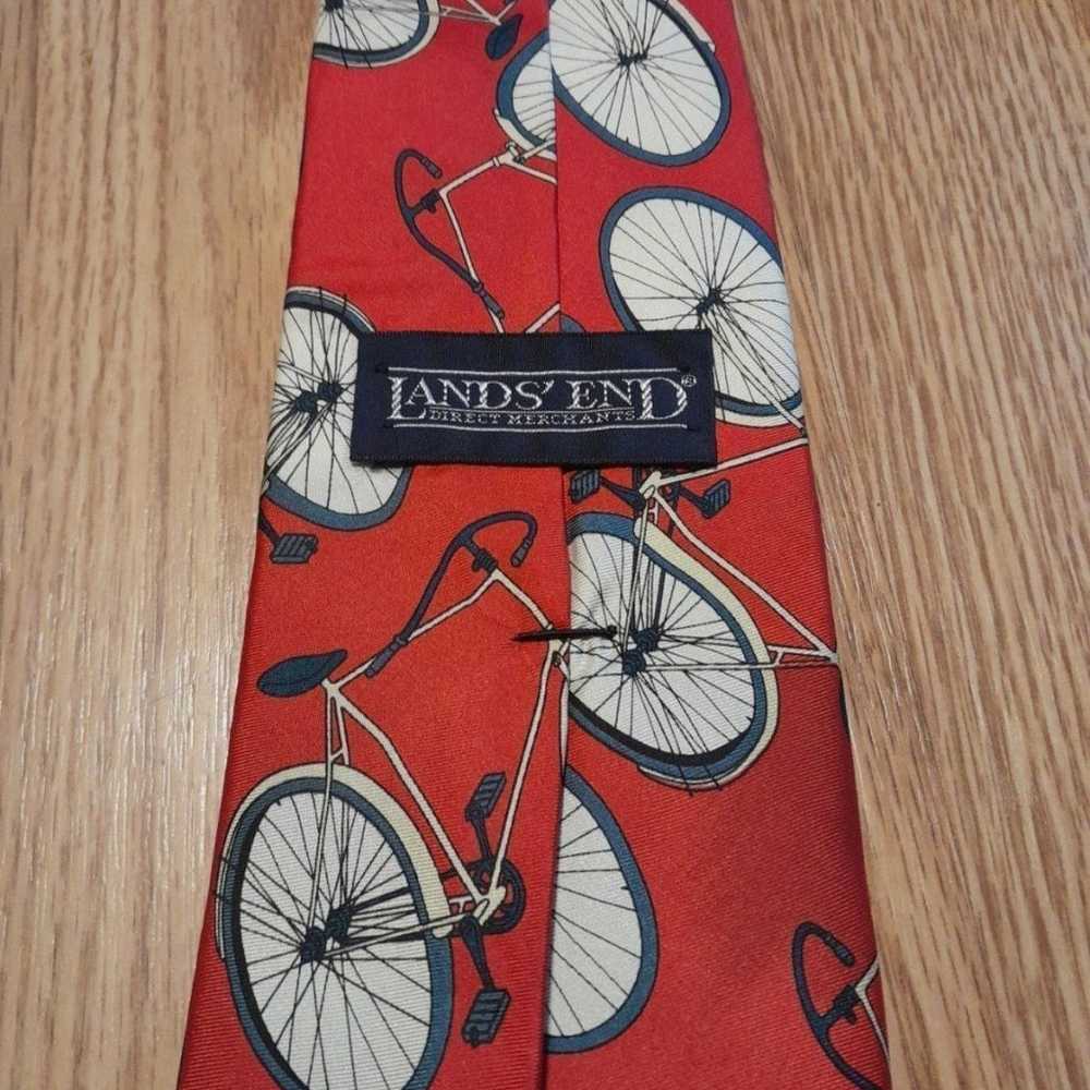 Vintage Lands End bicycle tie 100% silk - image 2