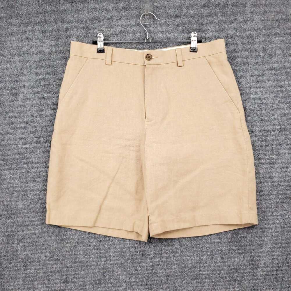 Vintage LL Bean Shorts Mens 33 9" Beige Tan Linen… - image 1