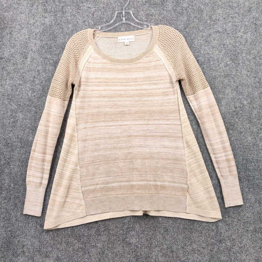 Vintage Knox Rose Sweater XS Beige Tunic Metallic… - image 1