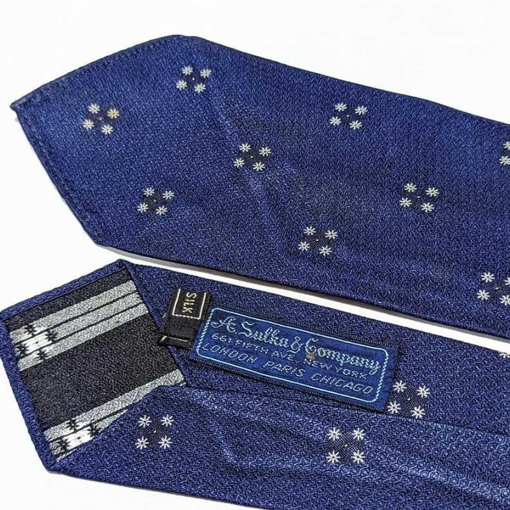 Special Sulka 40s US vintage blue silk tie - image 2