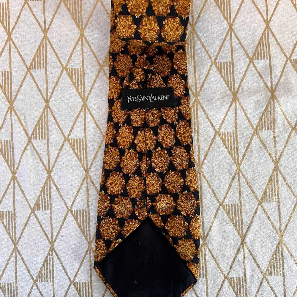 Yves Saint Laurent Vintage Floral 100% Silk Tie - image 3