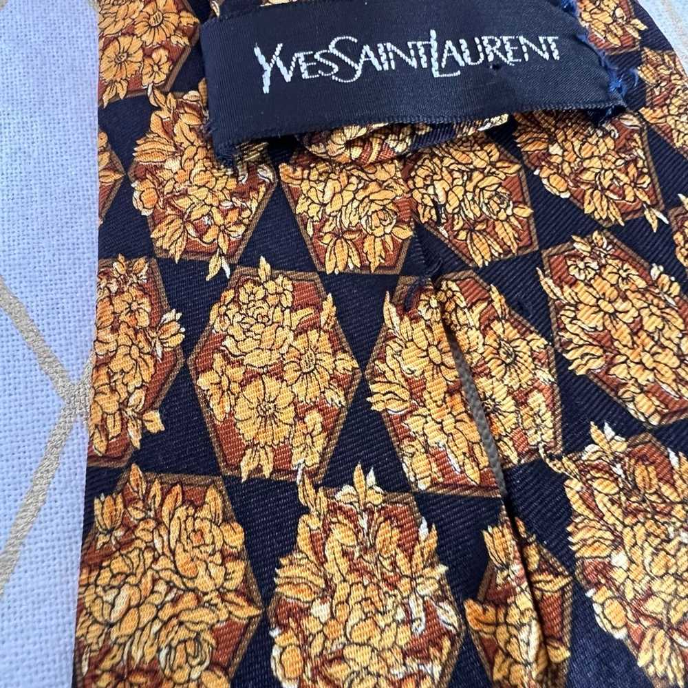 Yves Saint Laurent Vintage Floral 100% Silk Tie - image 4