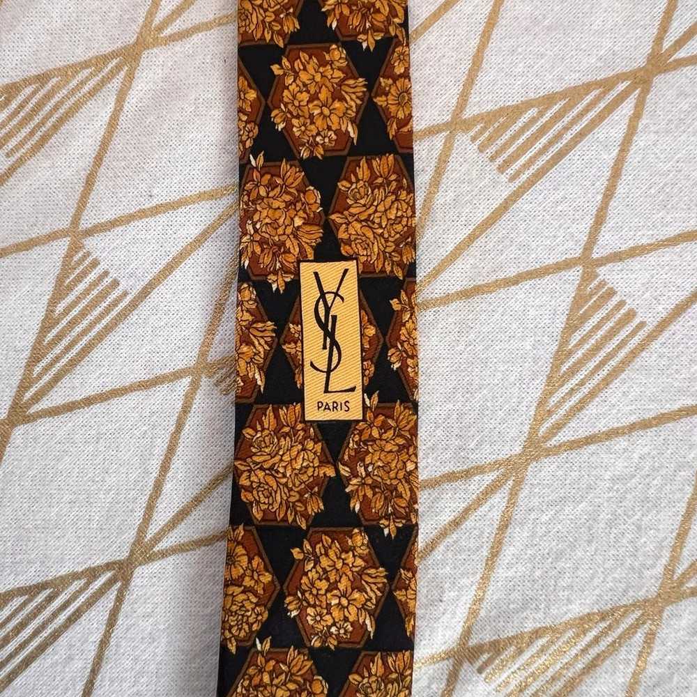 Yves Saint Laurent Vintage Floral 100% Silk Tie - image 5