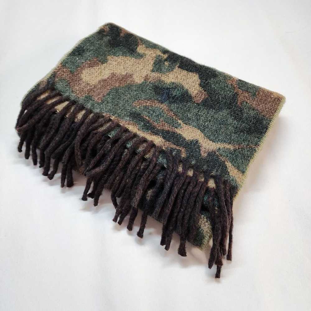 Vtg Polo Ralph Lauren Camo Print Scarf Lambs Wool… - image 10