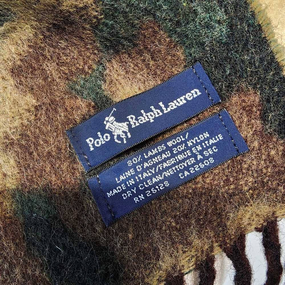 Vtg Polo Ralph Lauren Camo Print Scarf Lambs Wool… - image 11