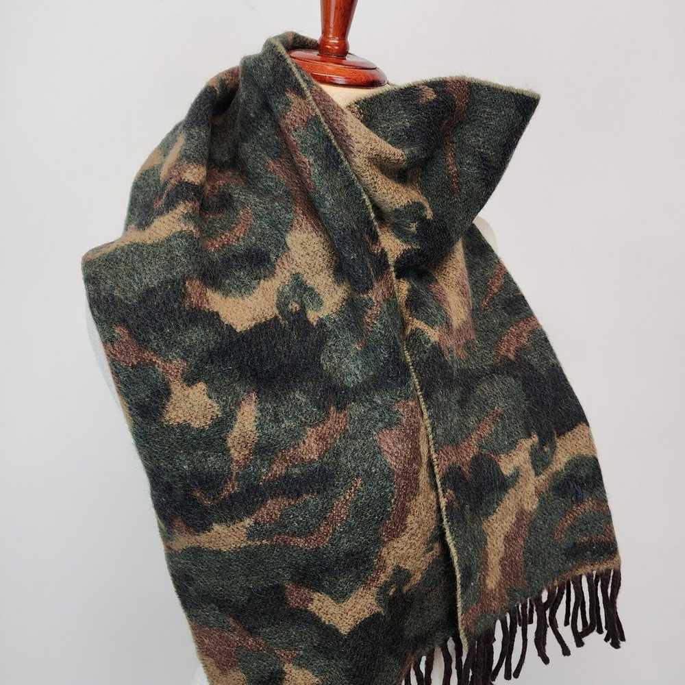 Vtg Polo Ralph Lauren Camo Print Scarf Lambs Wool… - image 3