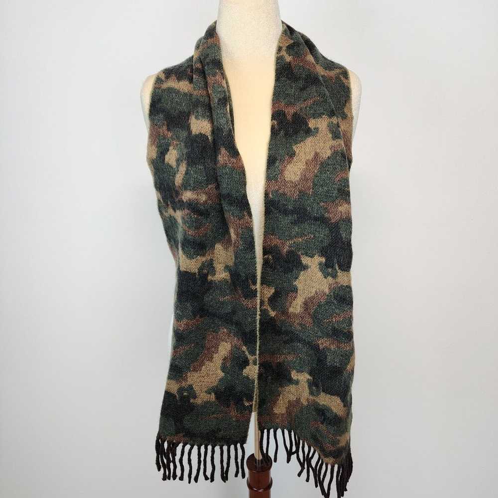 Vtg Polo Ralph Lauren Camo Print Scarf Lambs Wool… - image 4