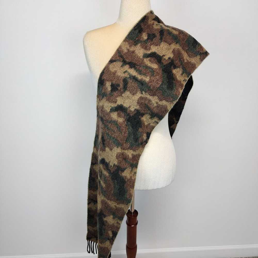 Vtg Polo Ralph Lauren Camo Print Scarf Lambs Wool… - image 5