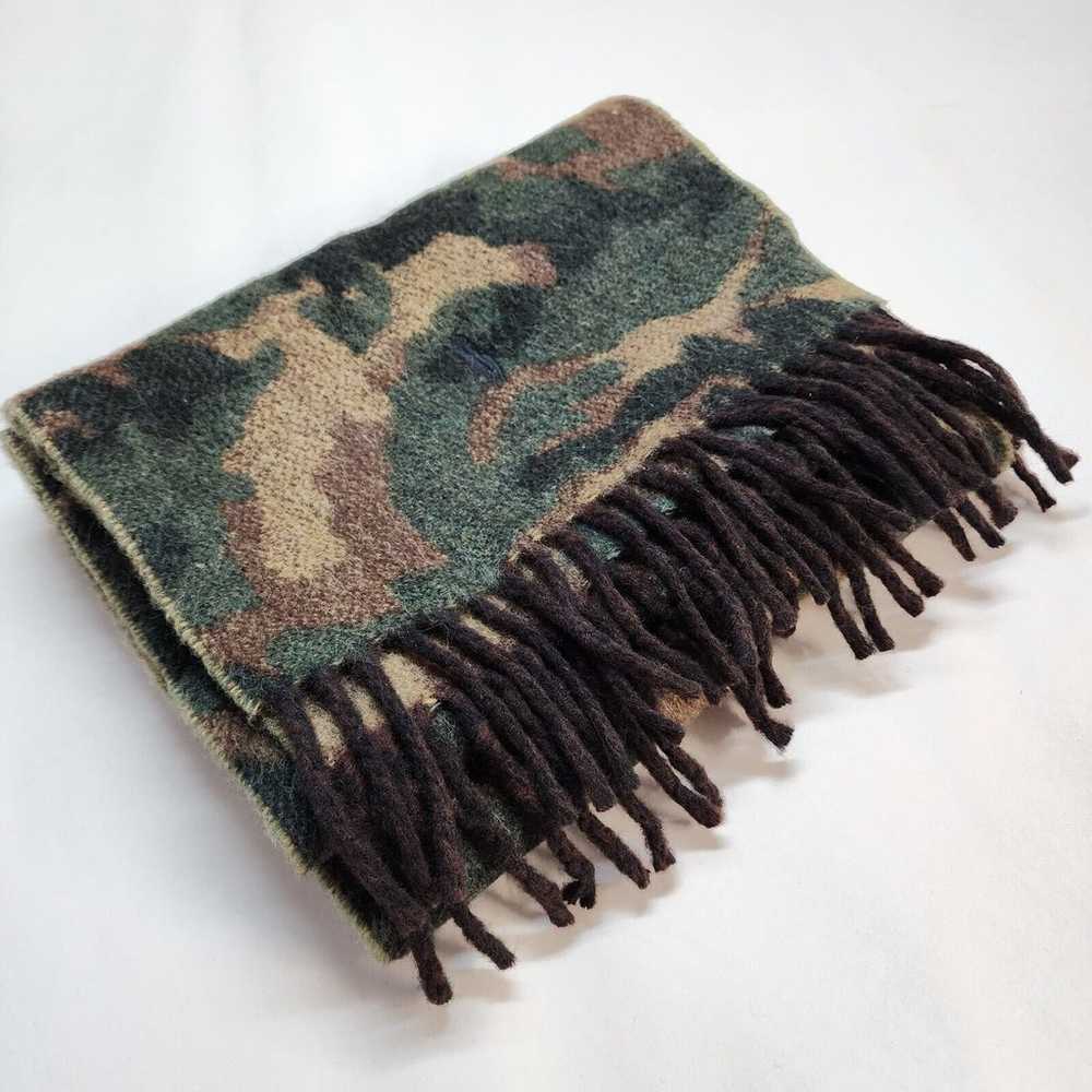 Vtg Polo Ralph Lauren Camo Print Scarf Lambs Wool… - image 9