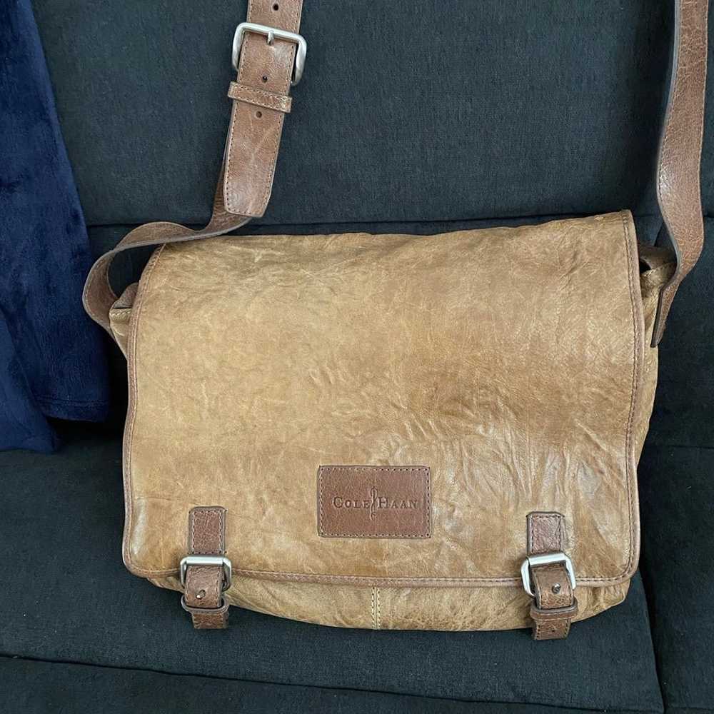 Cole Haan Brown Leather Messenger Bag - image 3