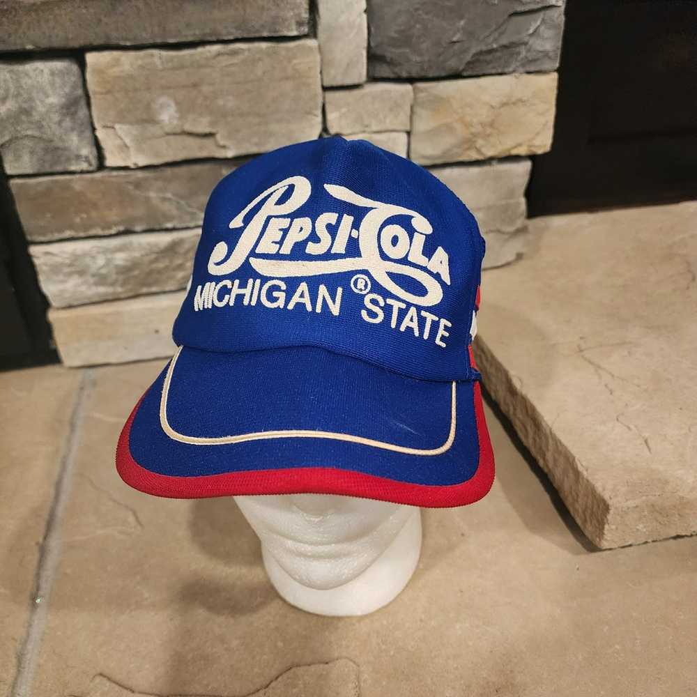 Vintage Pepsi Cola 3 stripe trucker hat mesh cap … - image 2