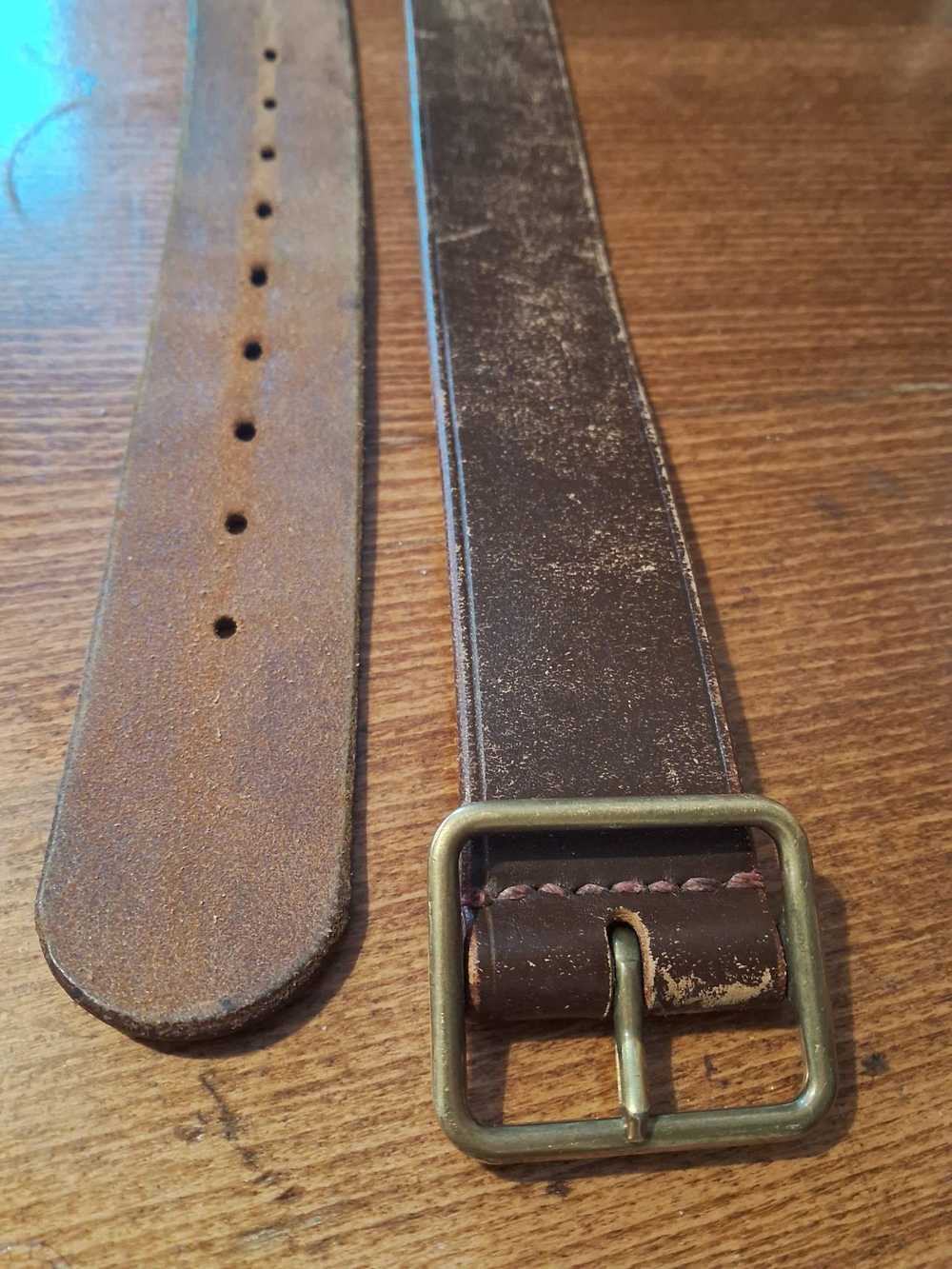 Military Vintage 70s Swiss Military Leather Belt - image 1