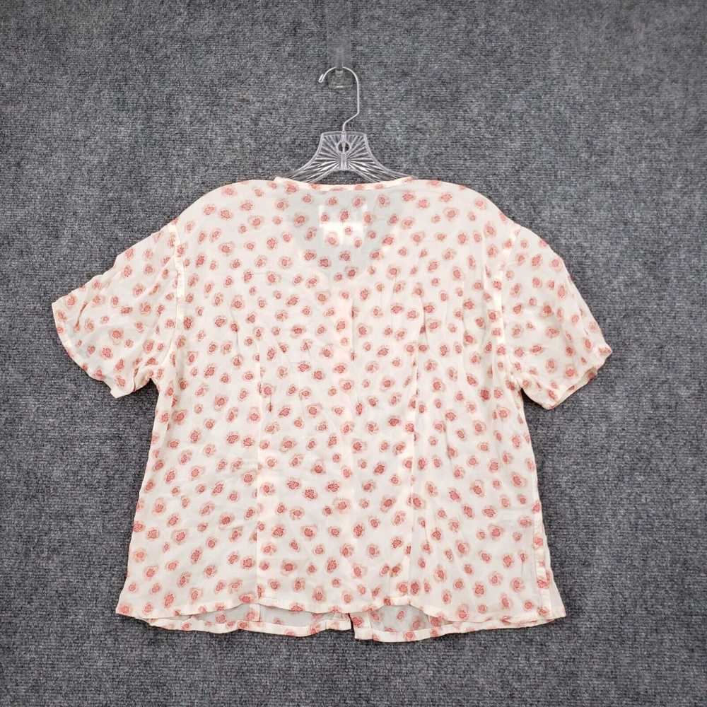 flax Flax Top Womens S Small White Floral V Neck … - image 2