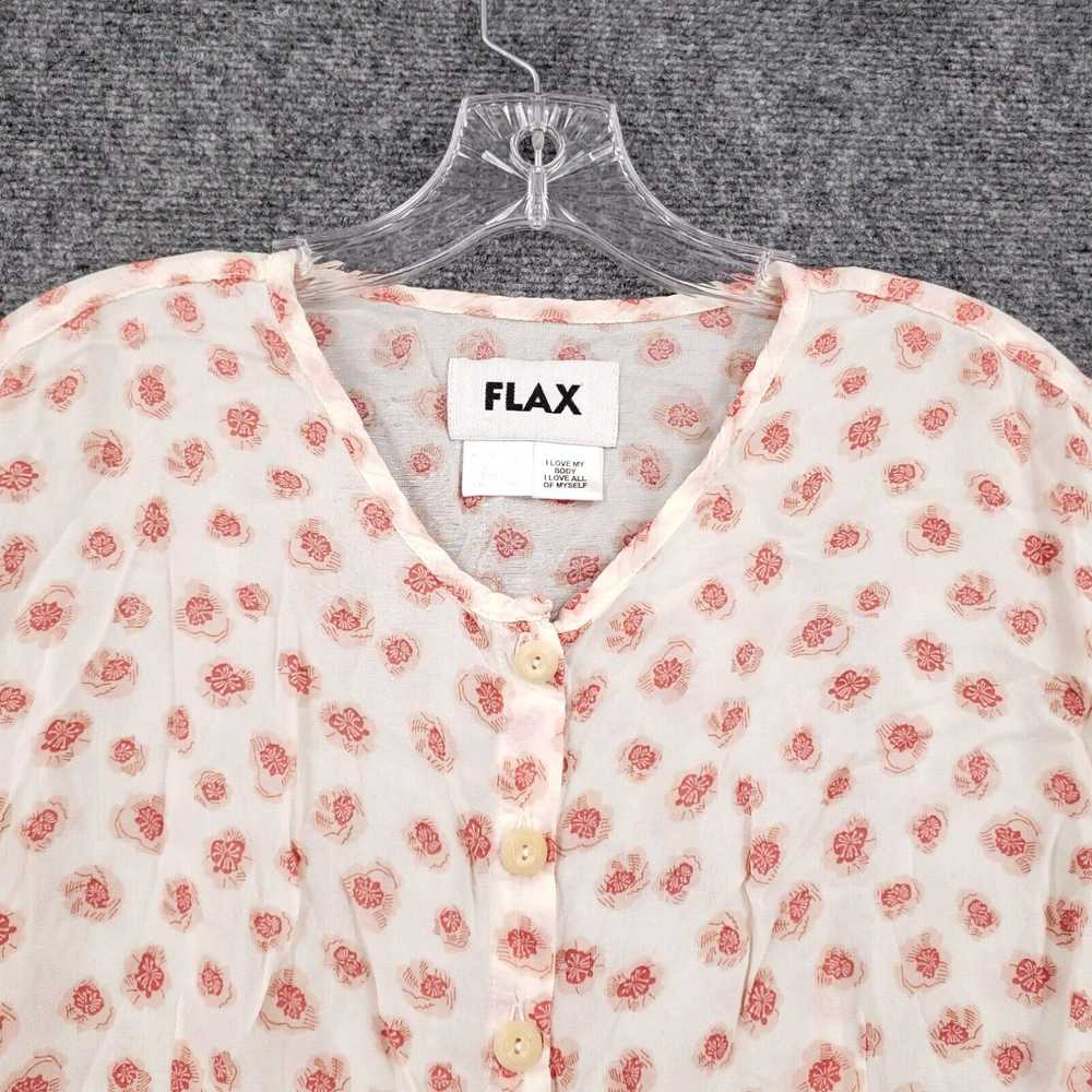 flax Flax Top Womens S Small White Floral V Neck … - image 3