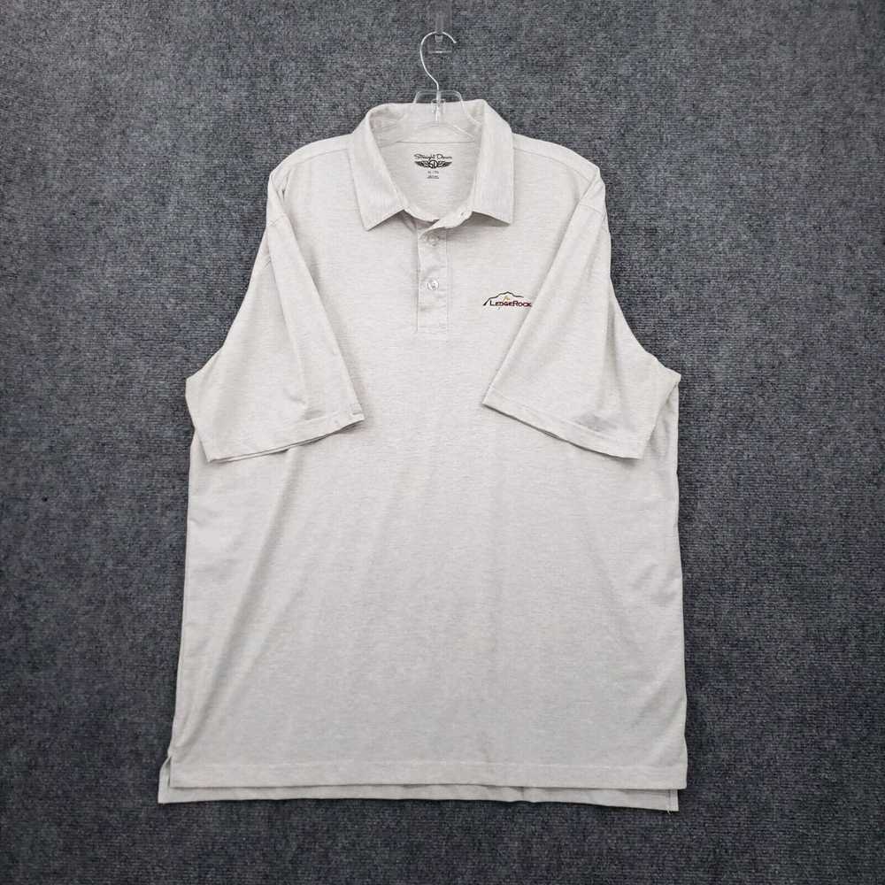 Vintage Straight Down Polo Shirt Mens XL Gray Led… - image 1