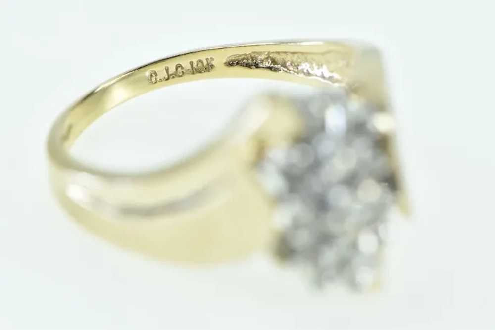 10K Vintage Diamond Cluster Bypass Statement Ring… - image 3