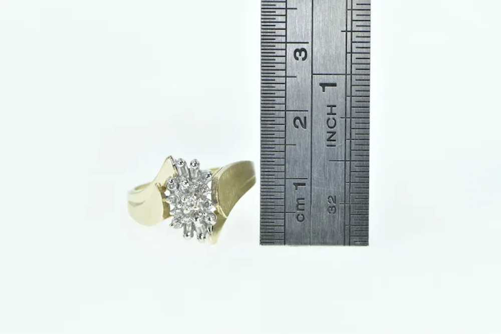 10K Vintage Diamond Cluster Bypass Statement Ring… - image 4