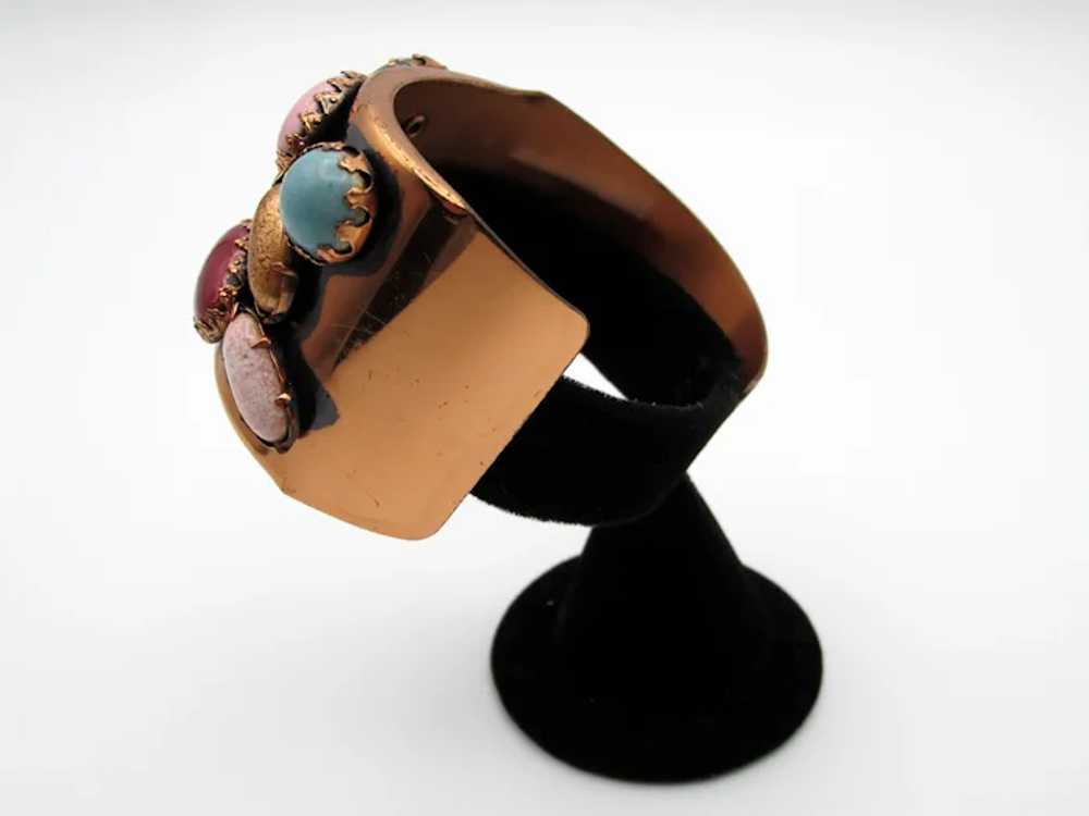 Vintage MATISSE Copper Cabochon Stone Cuff Bracel… - image 5