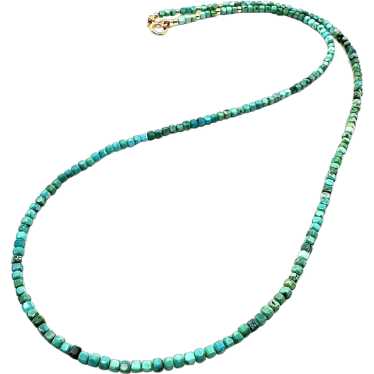 Tiny Turquoise Cubes and 14k Gold Necklace - image 1