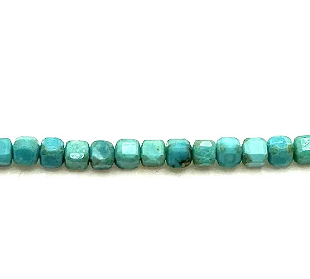 Tiny Turquoise Cubes and 14k Gold Necklace - image 2