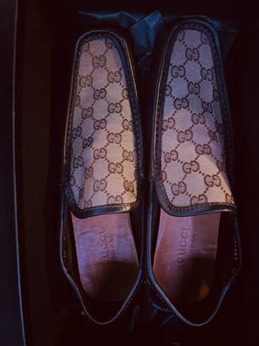 Gucci Gucci Brown Leather Driving Loafers Canvas