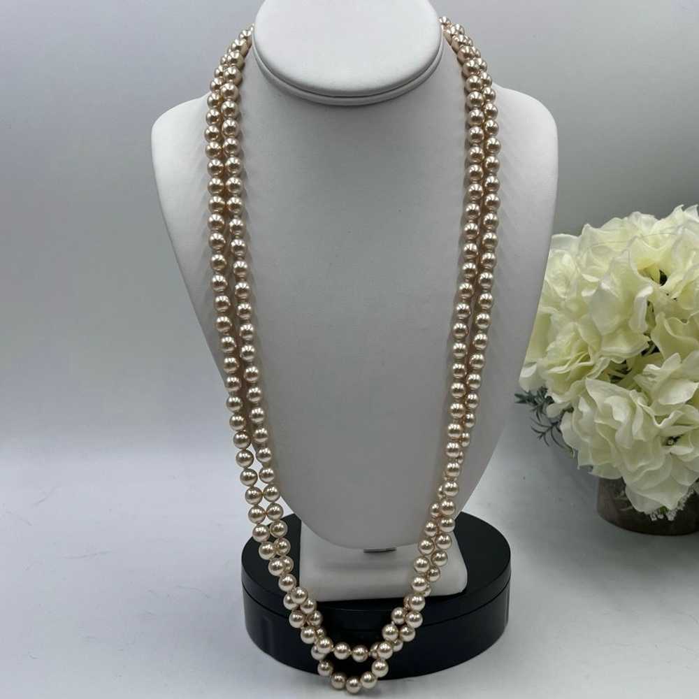 Joan Rivers Vintage Taupe Faux Pearl Double Stran… - image 1