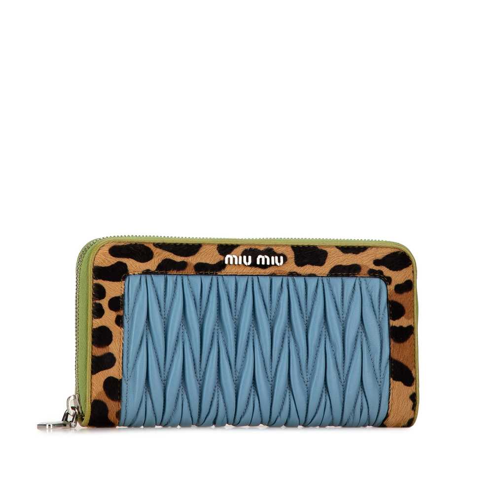 Blue Miu Miu Cavallino Leopard Print Nappa Matela… - image 2