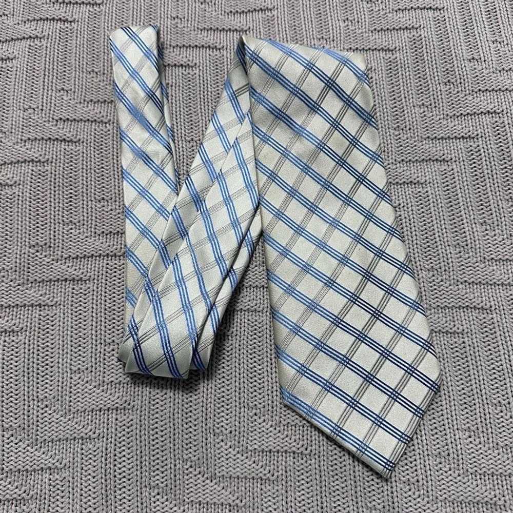 Bugatti Bugatti blue and white plaid silk tie - image 1