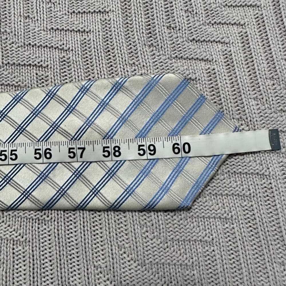 Bugatti Bugatti blue and white plaid silk tie - image 4