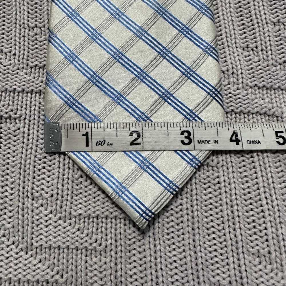 Bugatti Bugatti blue and white plaid silk tie - image 5