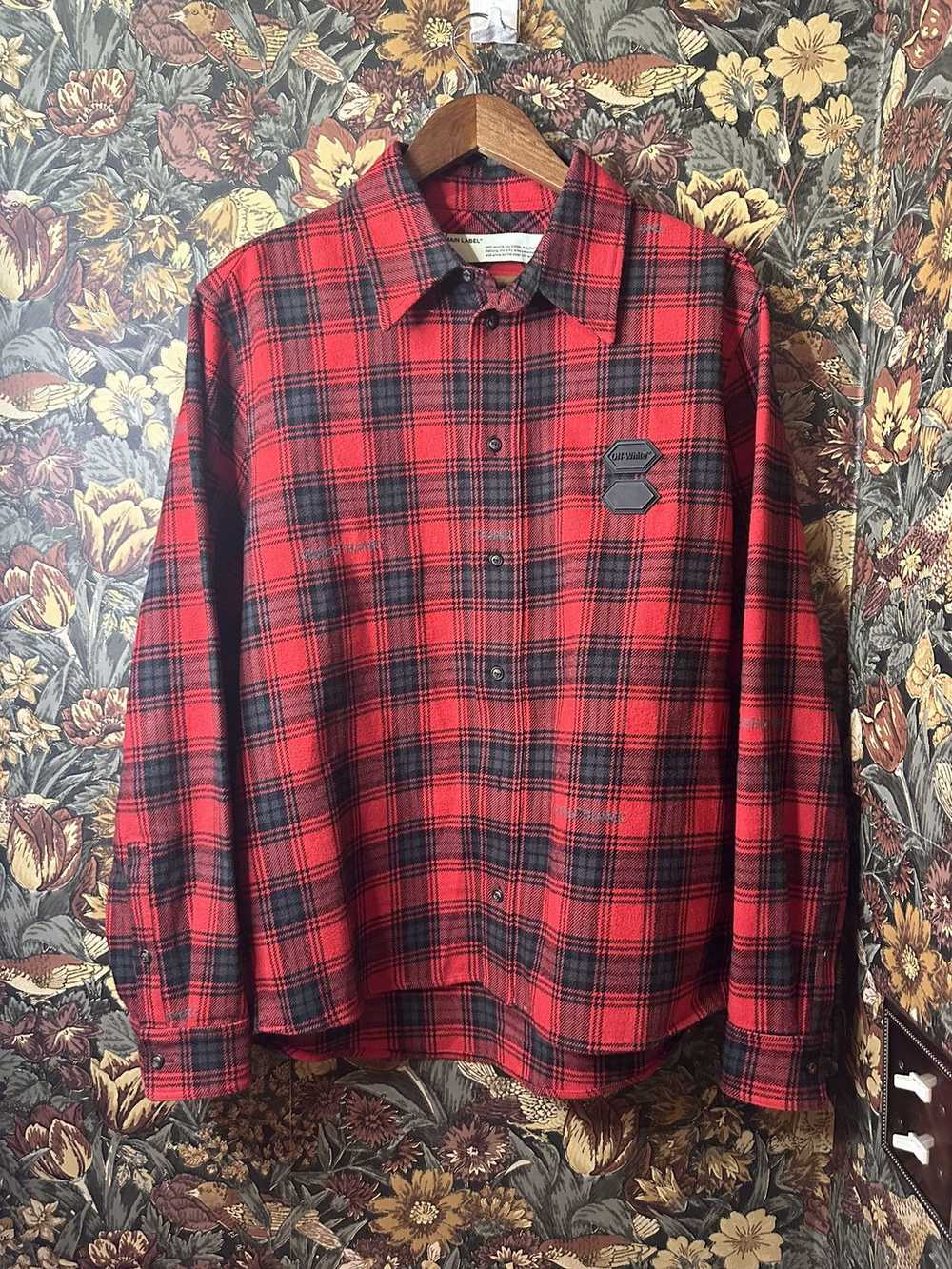 Off-White Off-White Main Label Flannel Shirt Red/… - image 1